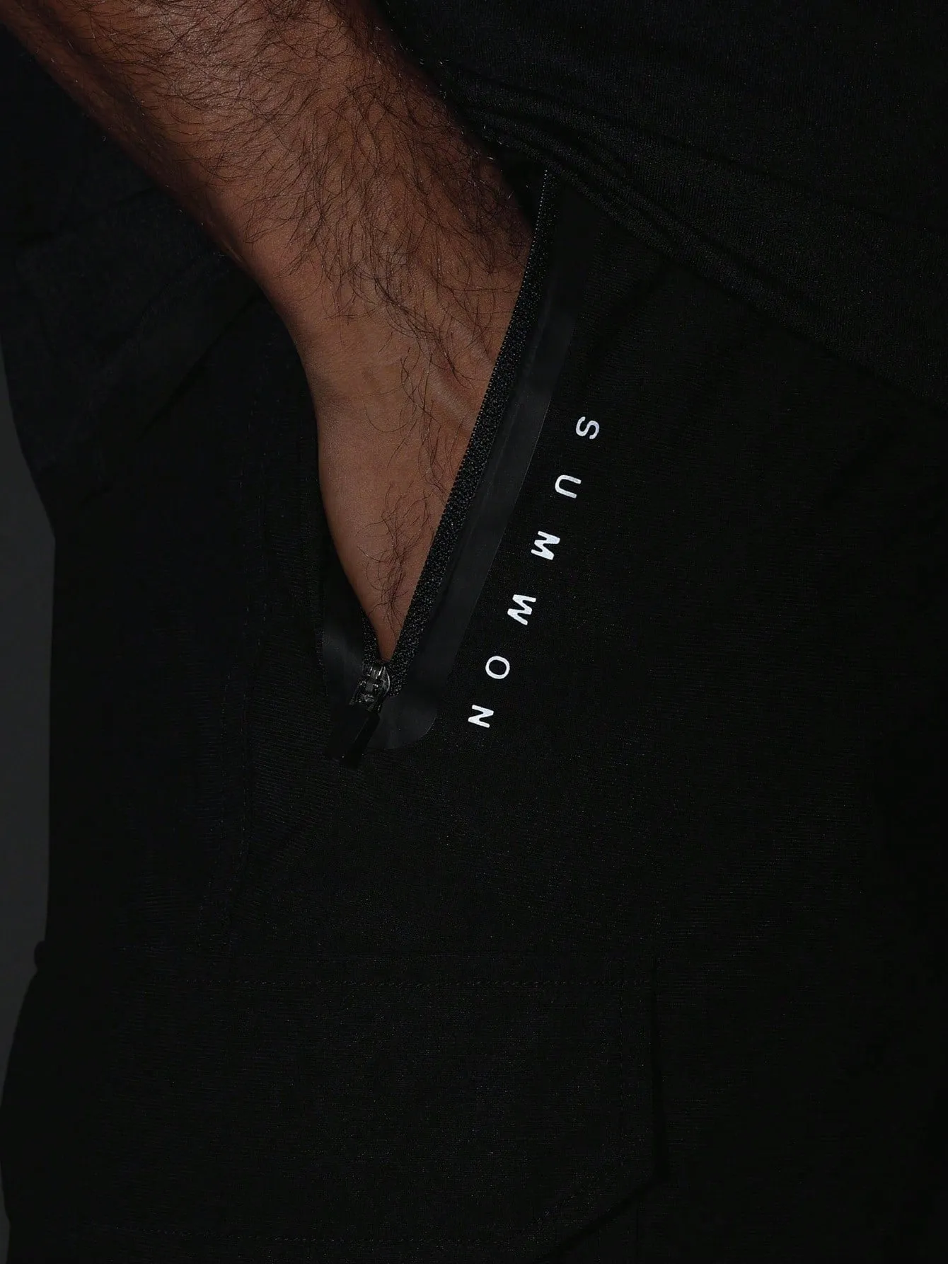 Activewear Comfort Premium Cargo Jogger With Reflective Print, Concealed Zip Pockets & Braided Drawcord With Rubber Tip