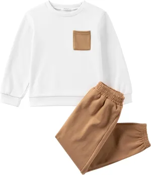 Arshiner Boys Fleece Colorblock Sweatshirt & Pants Outfit Set Fall Winter Clothes Toddler to Little Kid Sizes (2T - 7-8)