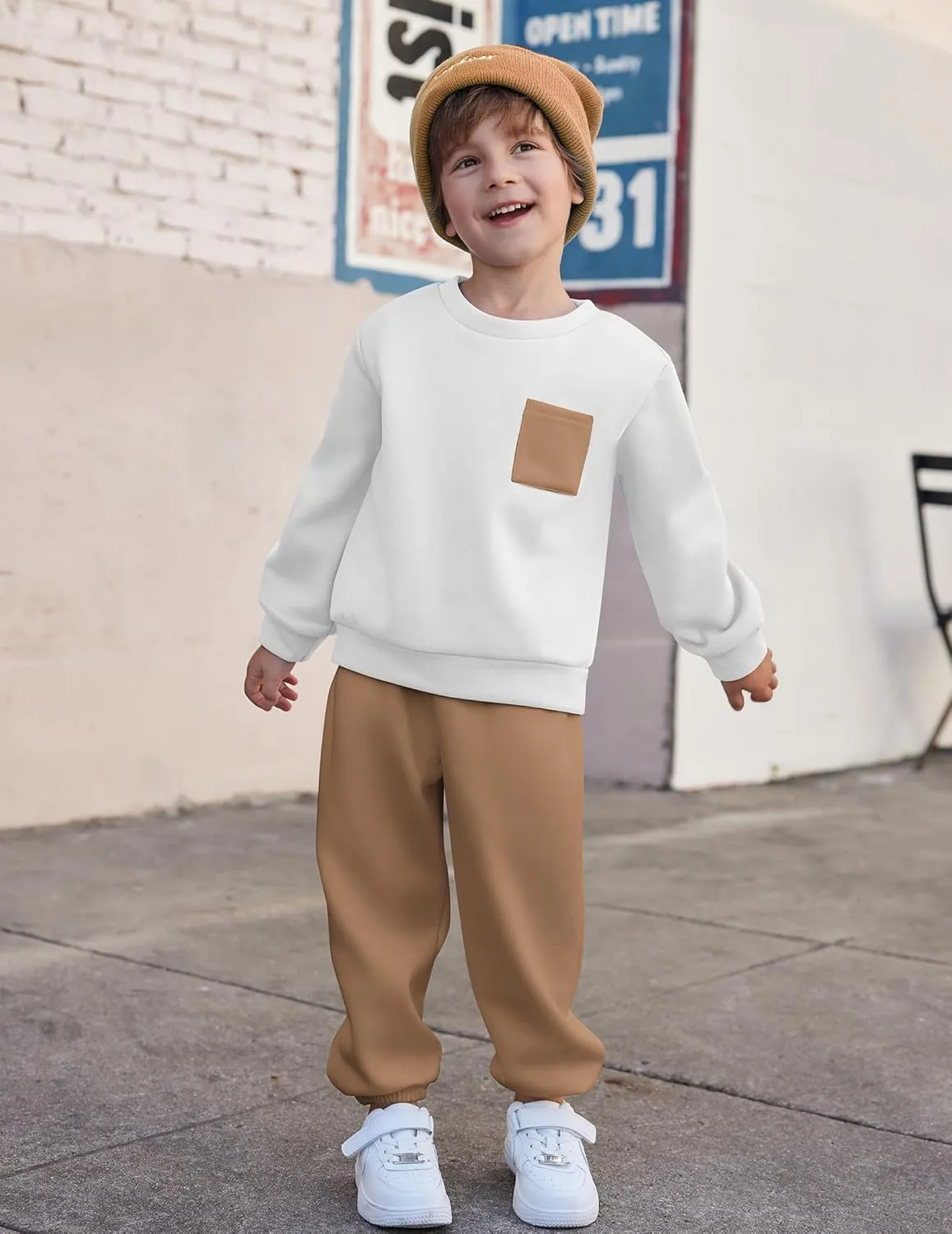 Arshiner Boys Fleece Colorblock Sweatshirt & Pants Outfit Set Fall Winter Clothes Toddler to Little Kid Sizes (2T - 7-8)