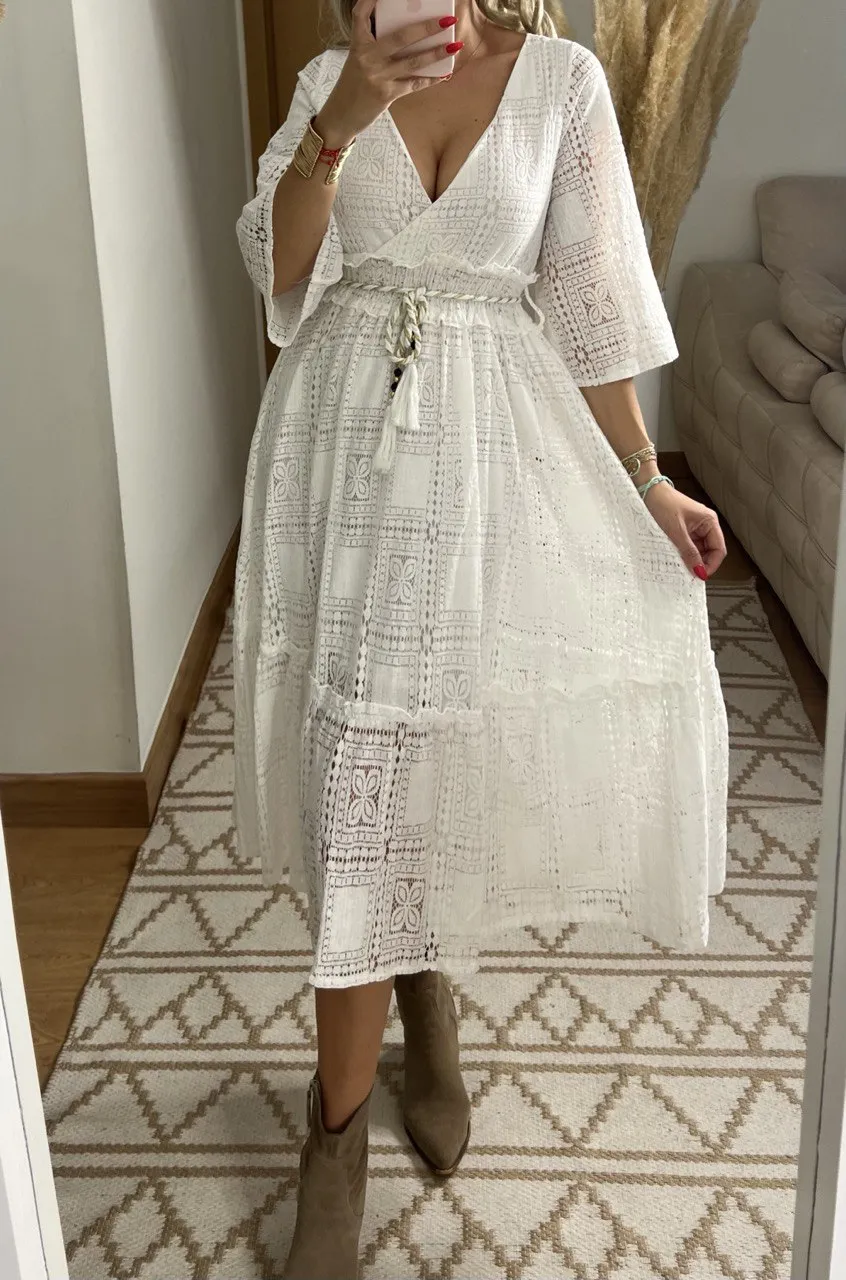 Boho Lace Midi Dress