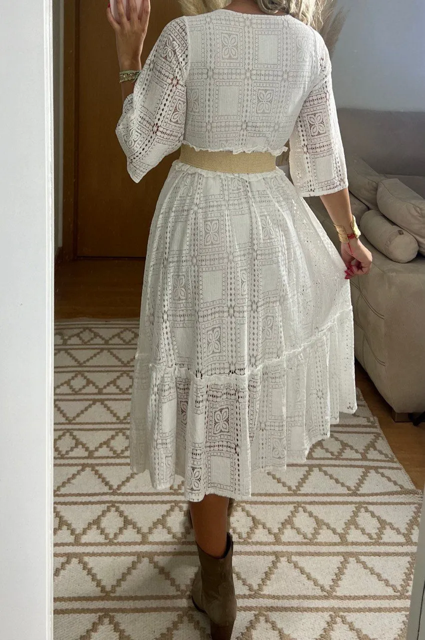 Boho Lace Midi Dress