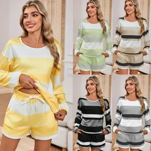 Catherine  Langrmliges gestreiftes Oberteil mit Shorts fr Damen