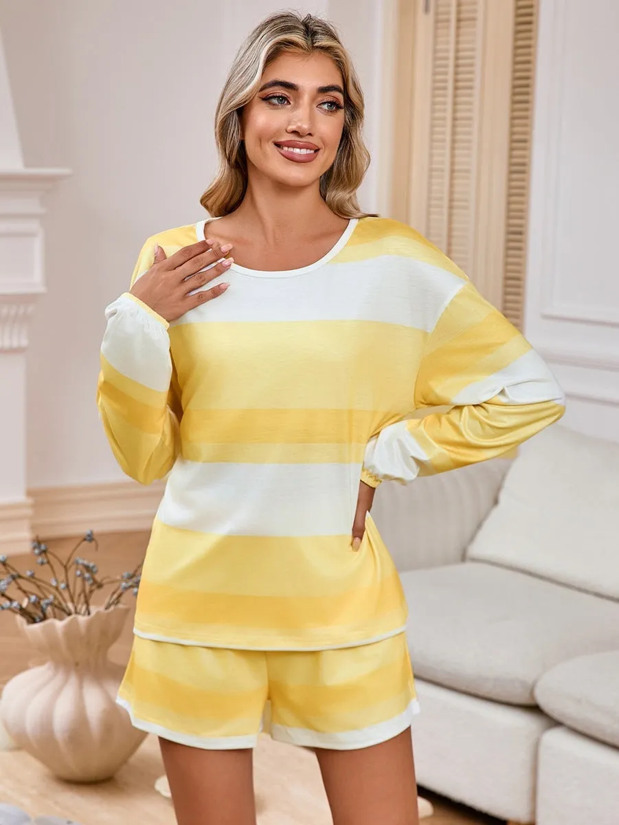 Catherine  Langrmliges gestreiftes Oberteil mit Shorts fr Damen