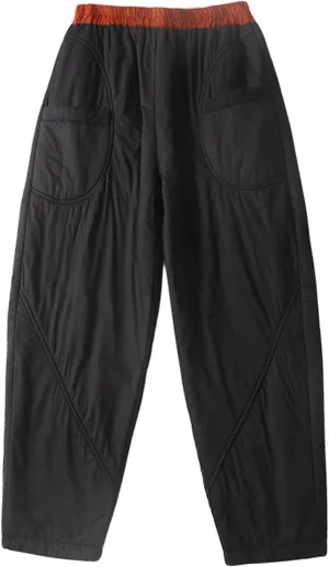 GGUHHU Womens Winter Padded Harem Pants Color Block Elastic Waist Loose Fit Warm Trousers Slacks