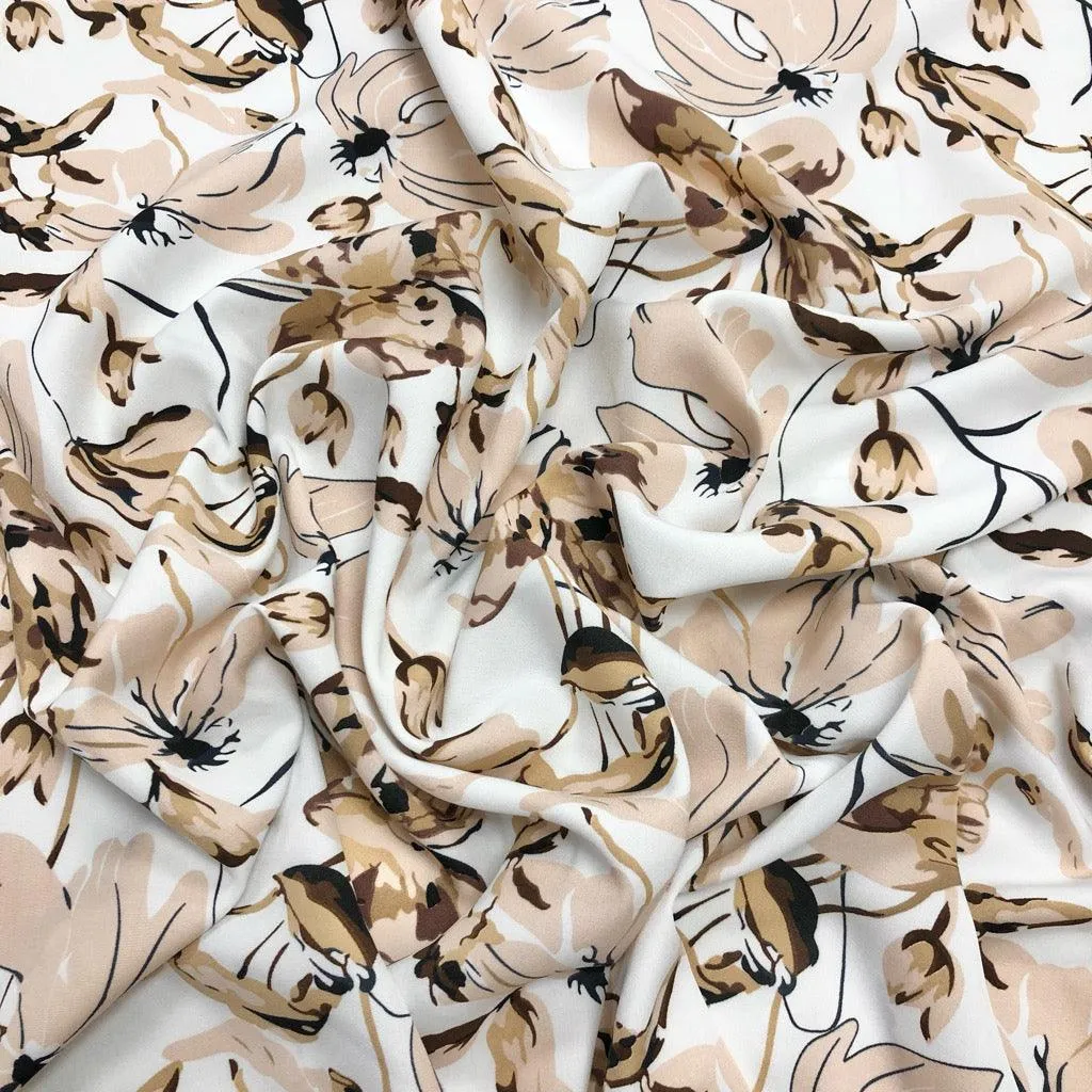 Large Abstract Floral Crepe Fabric