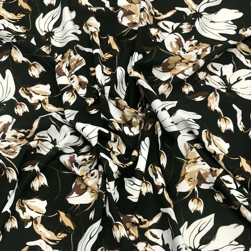 Large Abstract Floral Crepe Fabric