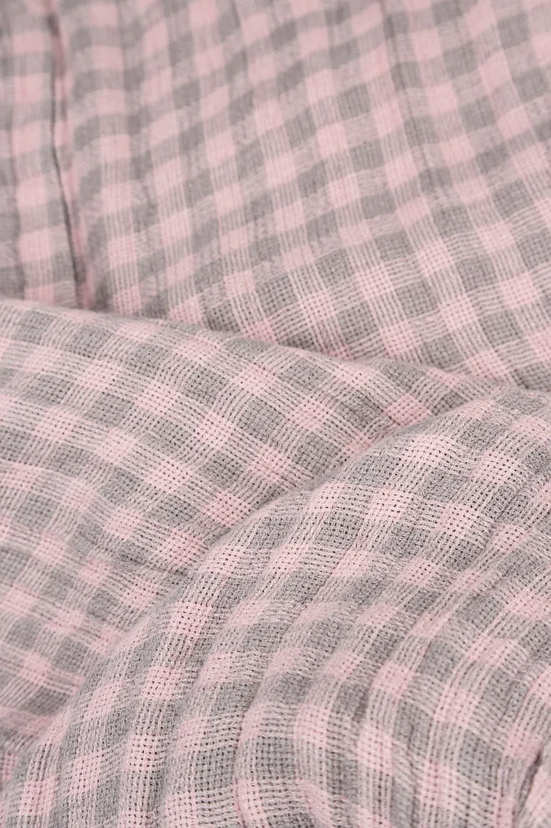 Loose Pink Check Linen Trousers