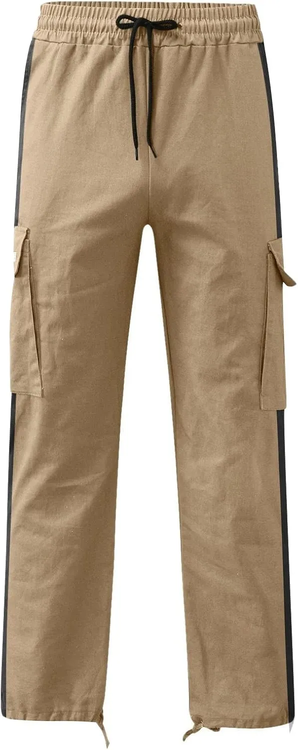 Mens Workout Cargo Sweatpants Printed Overalls Casual Pocket Sport Work Casual Trouser Pants Big and Tall Sweatpants