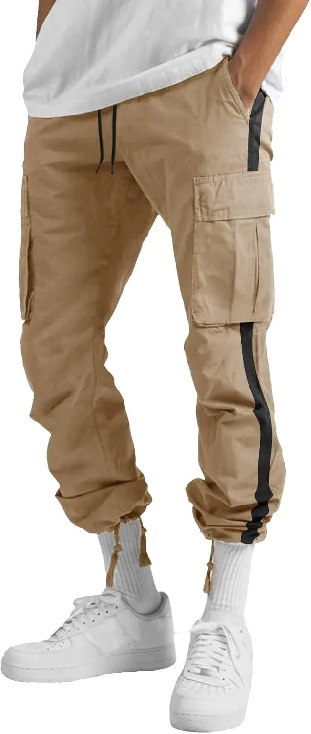 Mens Workout Cargo Sweatpants Printed Overalls Casual Pocket Sport Work Casual Trouser Pants Big and Tall Sweatpants