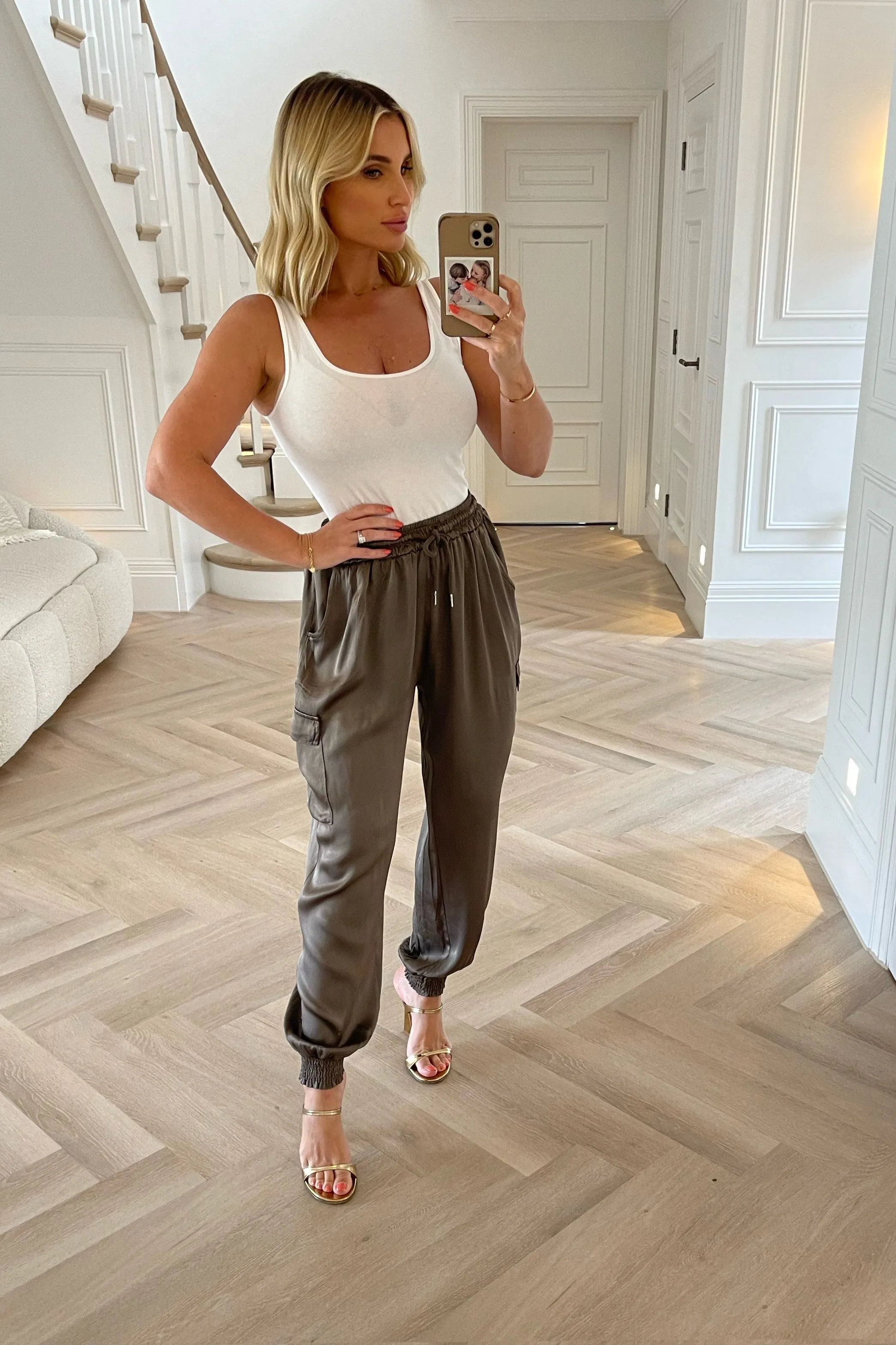 MOCHA SILKY COMBAT TROUSERS