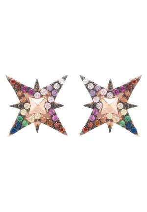 North Star Rainbow Stud Earrings Rosegold | Latelita