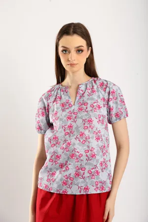 Orelia Top in Blossom Cool Grey