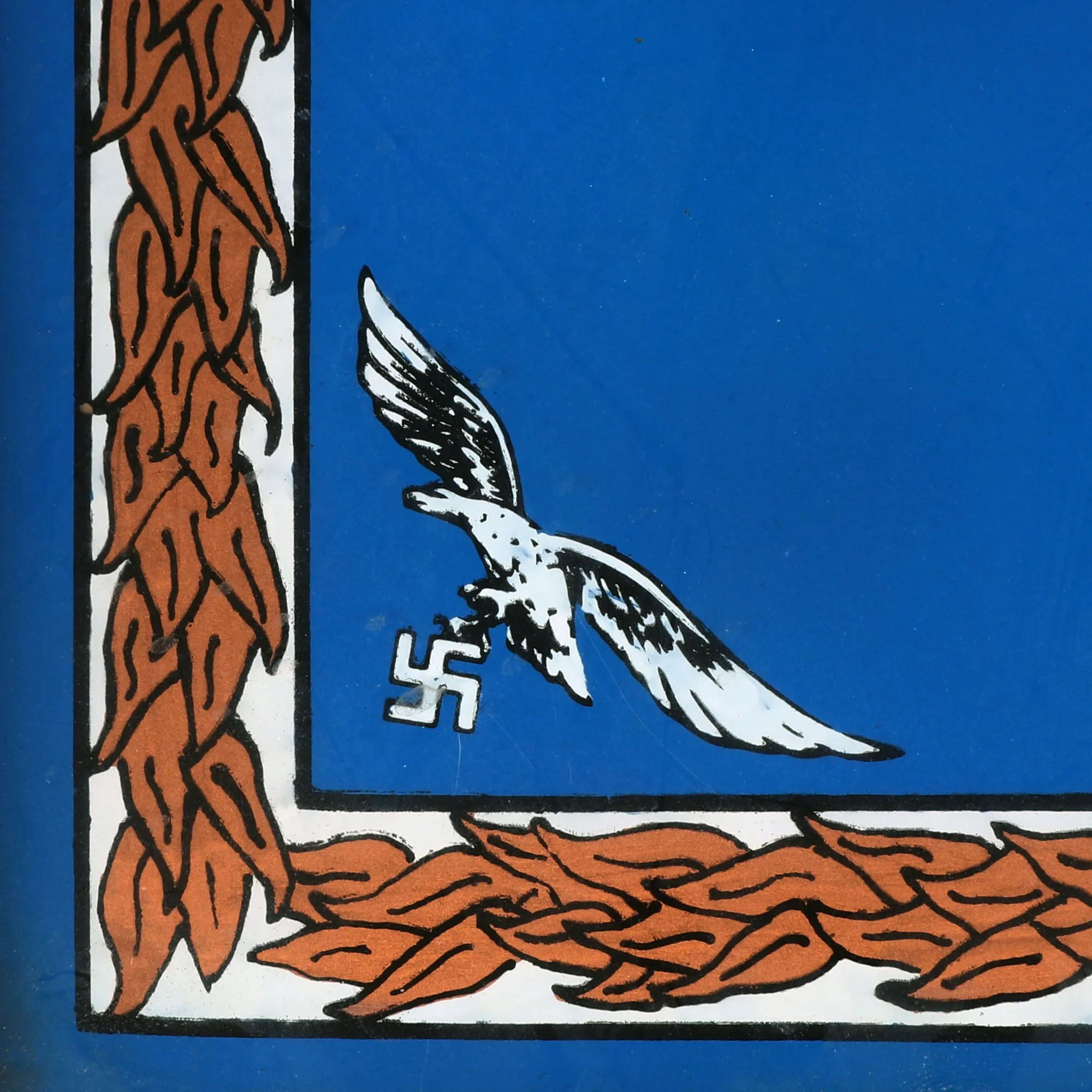 Original German WWII Framed Glass Luftwaffe Iron Cross Painting - Similar to Standard of the Reichsmarschall 1941-1945 - 18½” x 22¼”