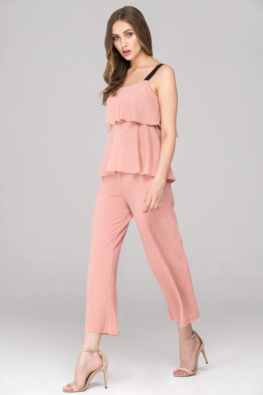 Soft Peach Black Strap Bandeau Co-ord
