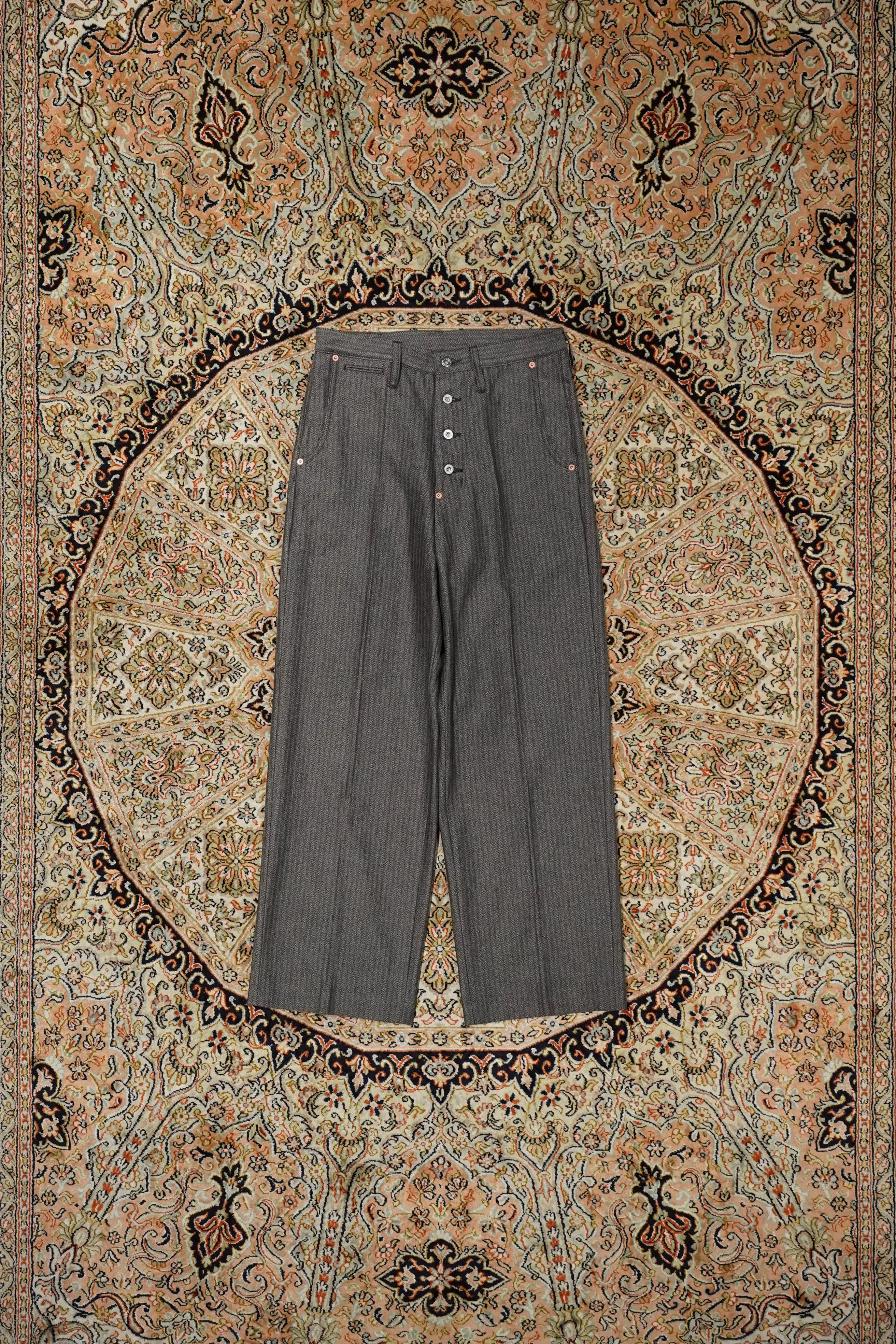 SUGARHILL HERRINGBONE WIDE TROUSERS (GRAY HERRINGBONE)
