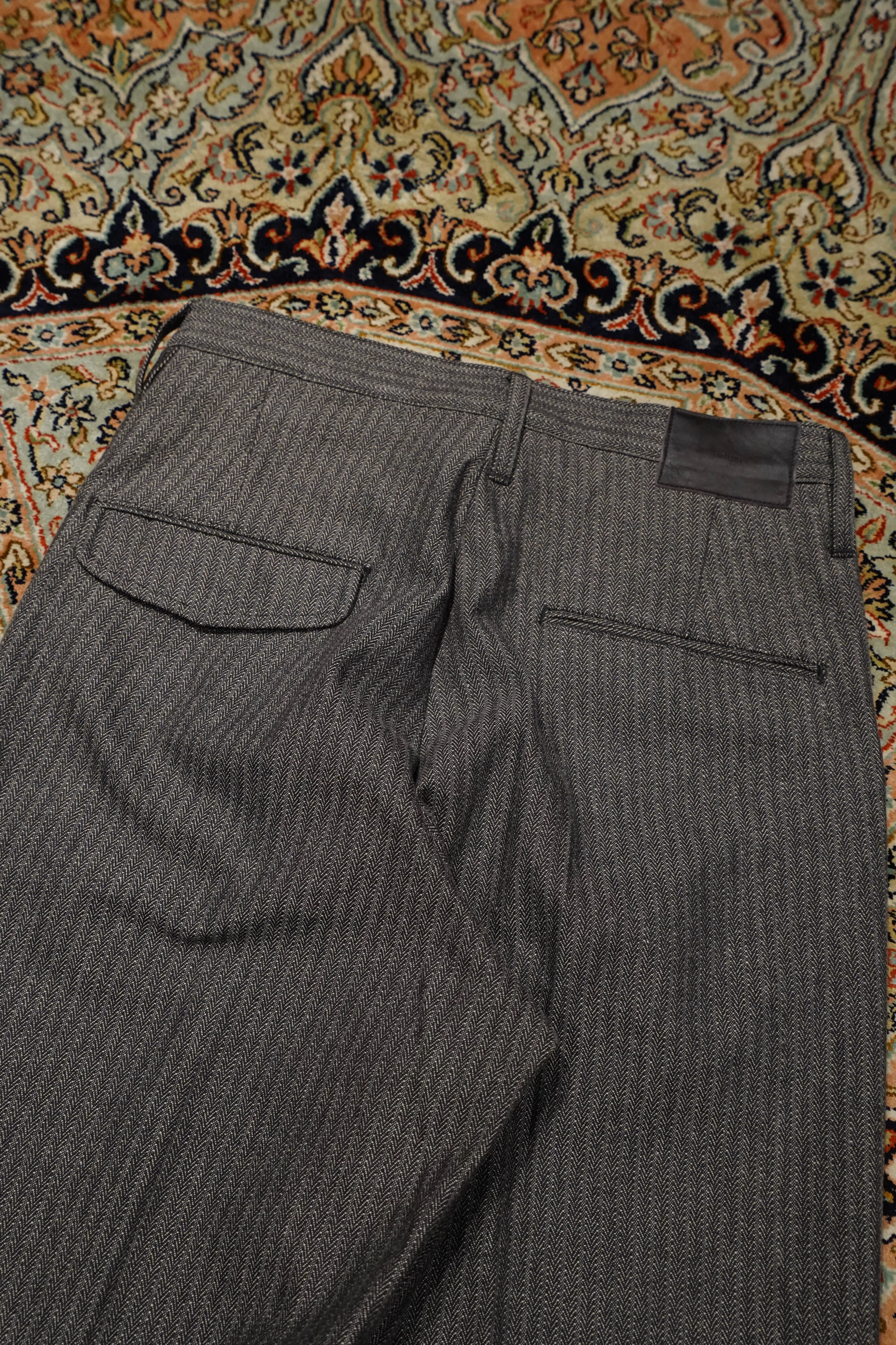 SUGARHILL HERRINGBONE WIDE TROUSERS (GRAY HERRINGBONE)