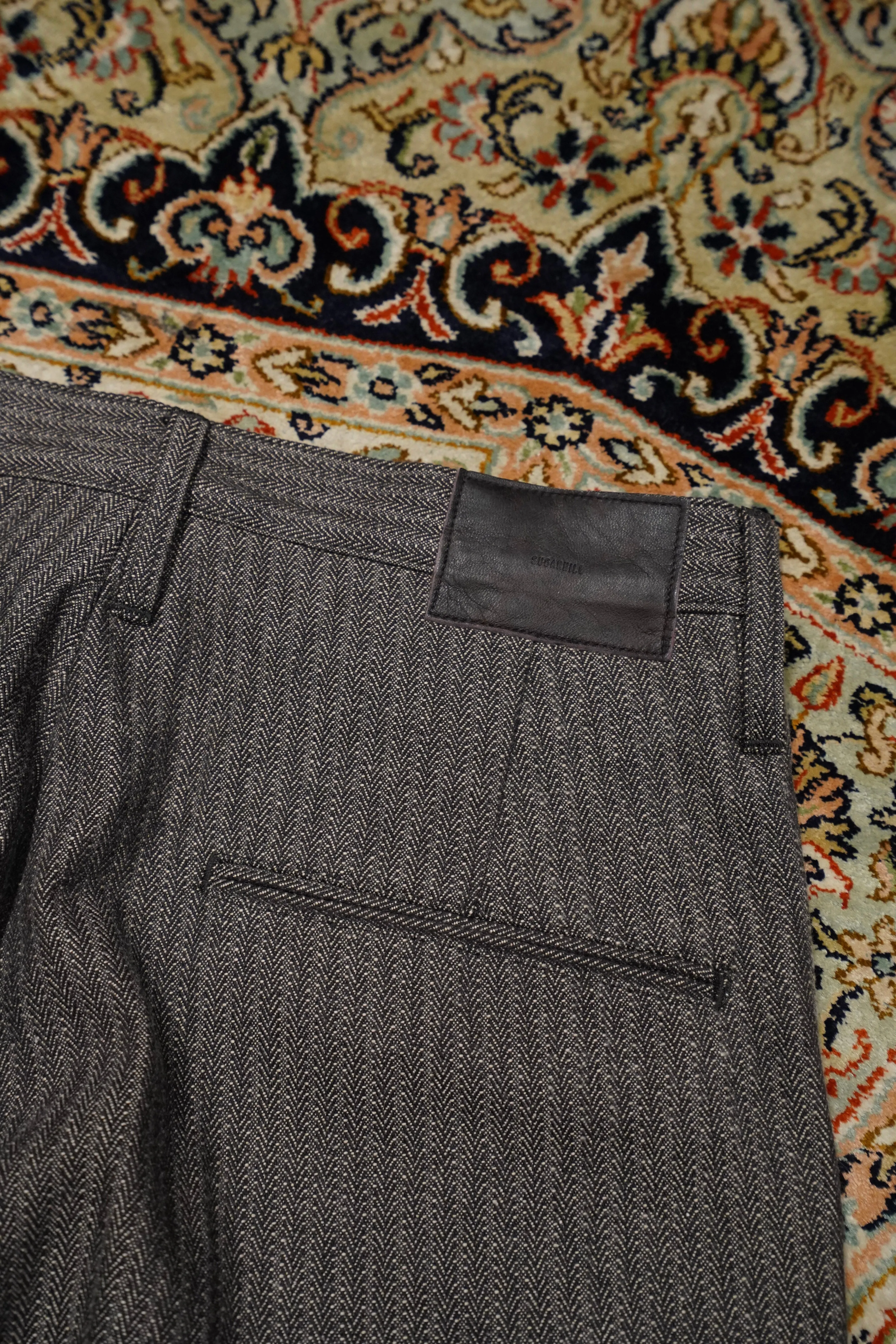 SUGARHILL HERRINGBONE WIDE TROUSERS (GRAY HERRINGBONE)