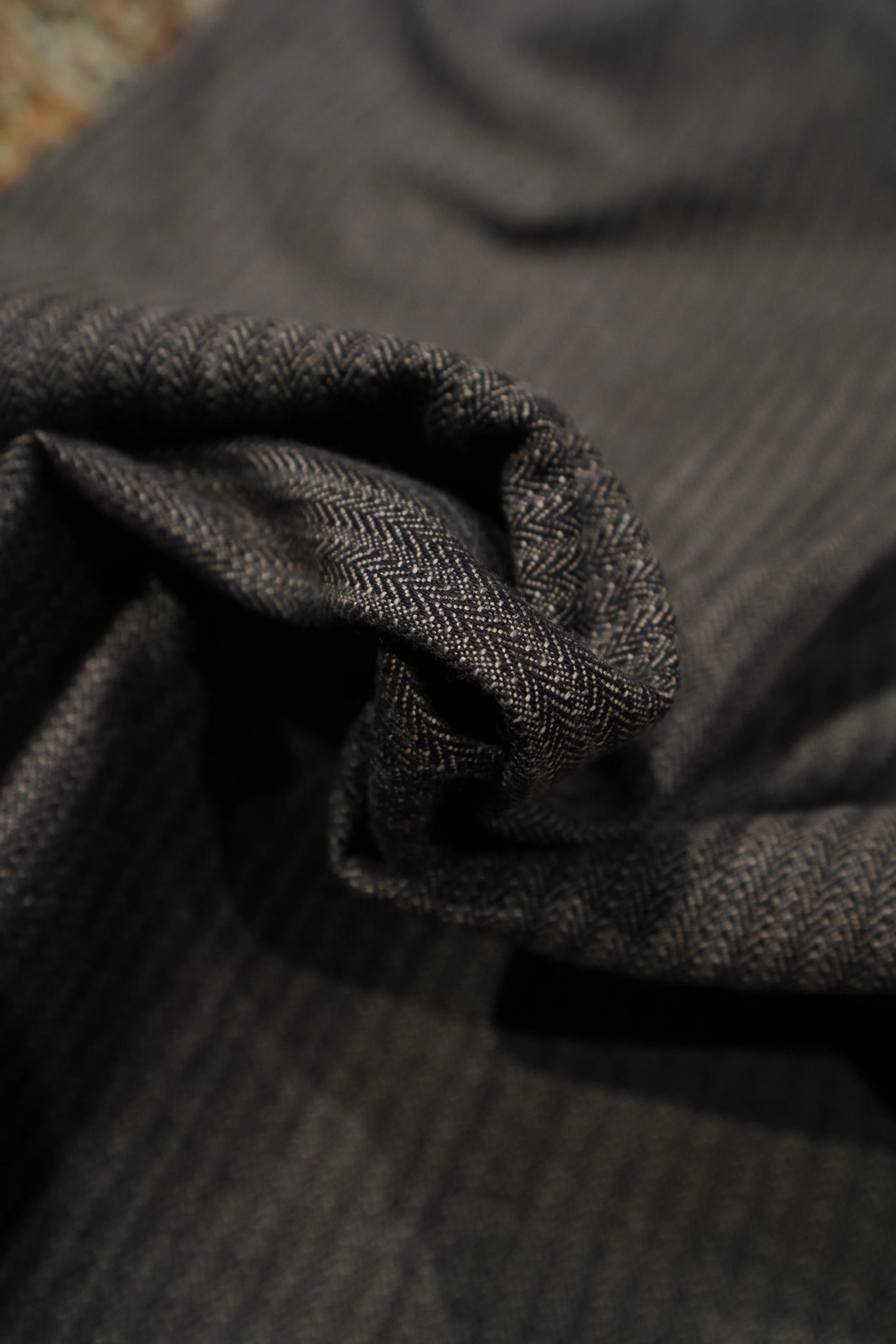SUGARHILL HERRINGBONE WIDE TROUSERS (GRAY HERRINGBONE)