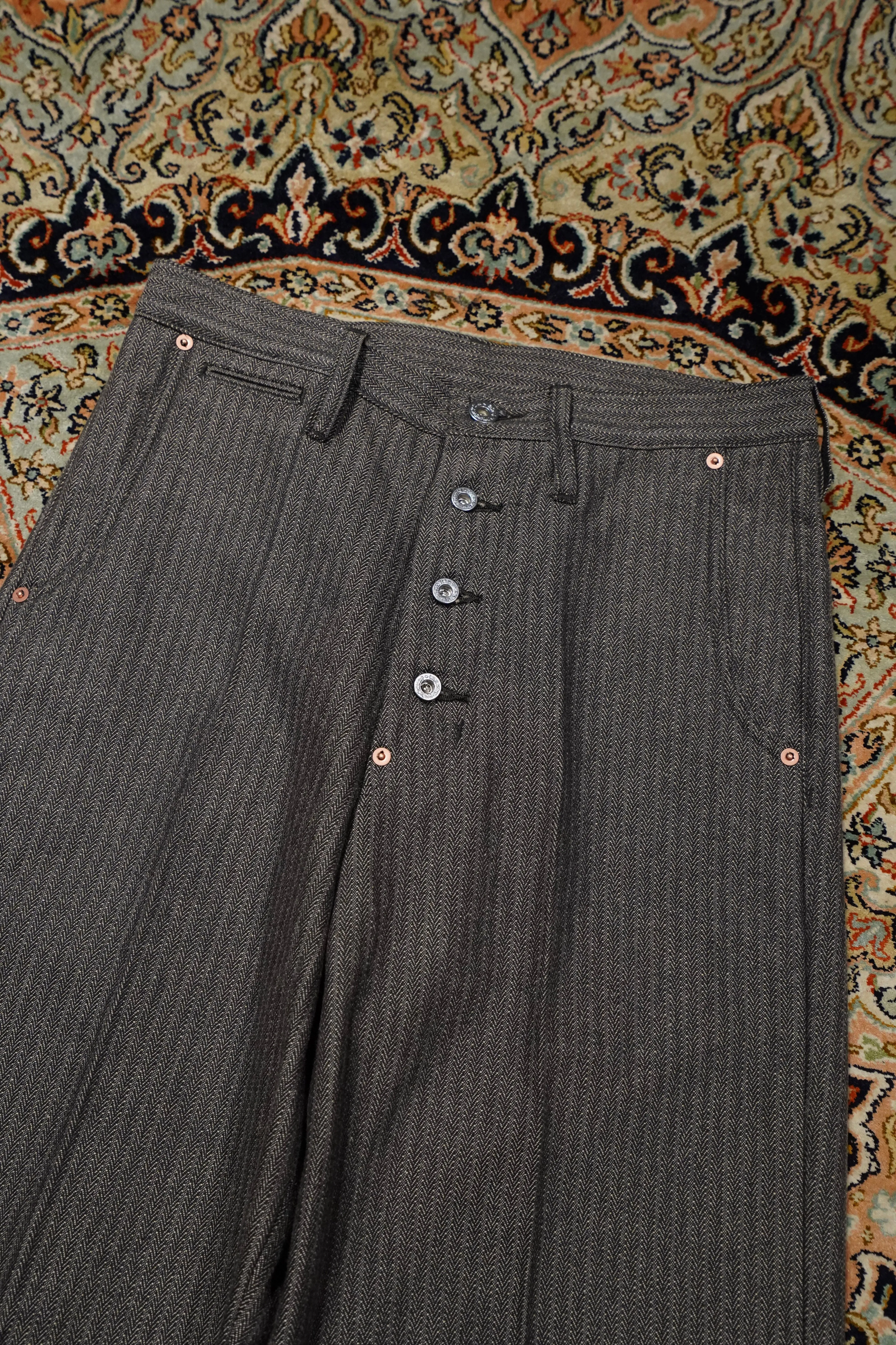 SUGARHILL HERRINGBONE WIDE TROUSERS (GRAY HERRINGBONE)