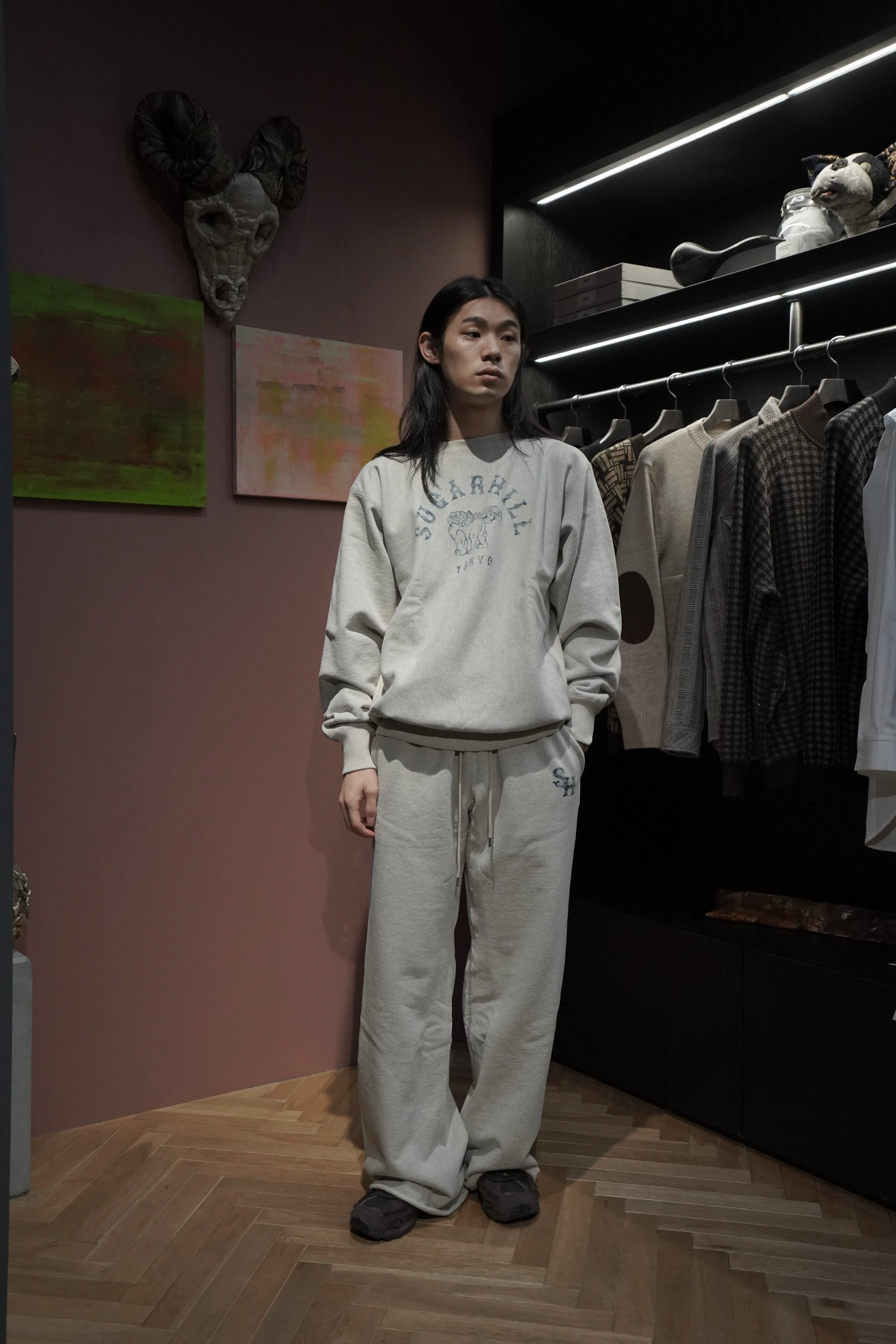 SUGARHILL LOGO PRINTED SWEAT TROUSERS (HEATHER GRAY)