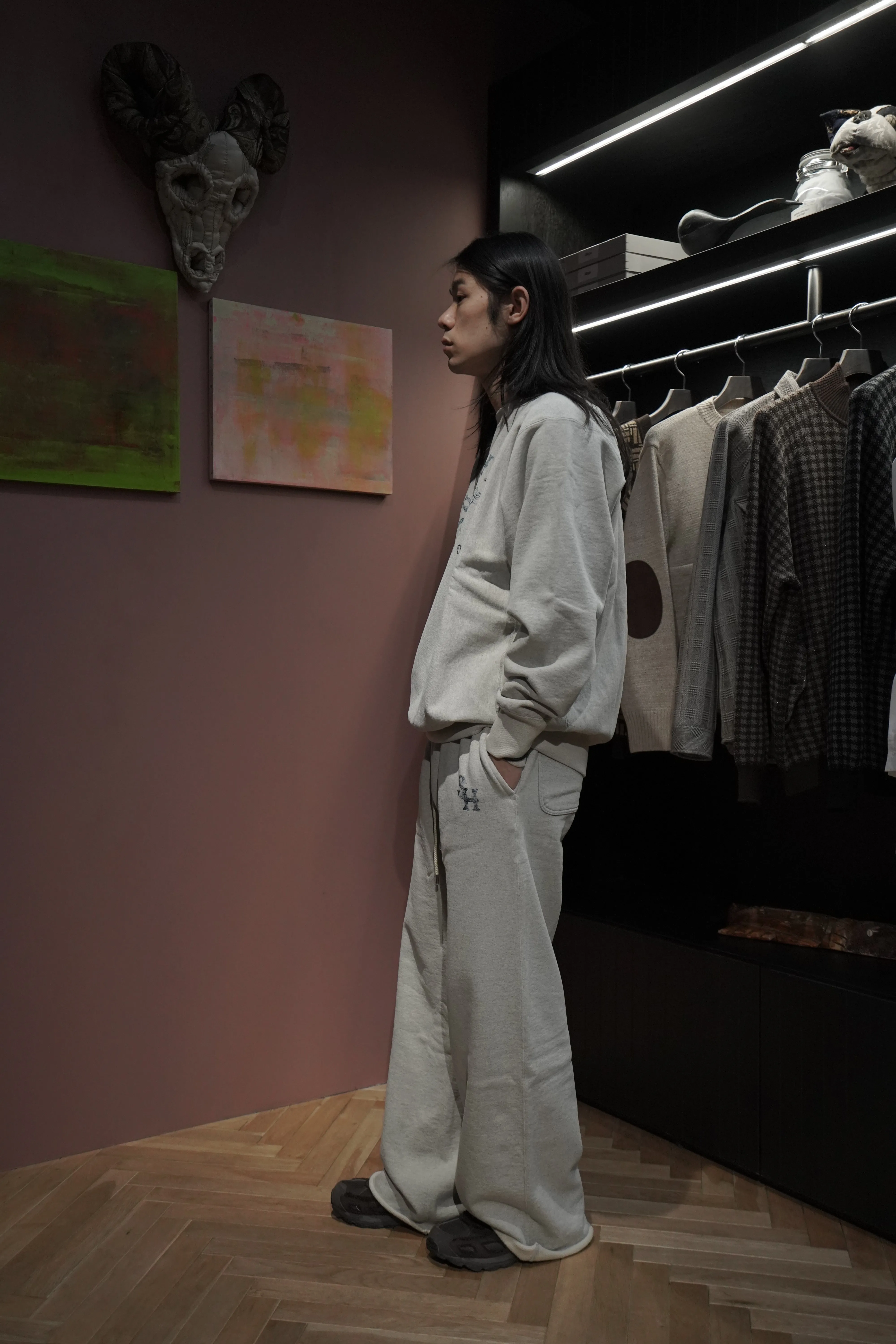 SUGARHILL LOGO PRINTED SWEAT TROUSERS (HEATHER GRAY)