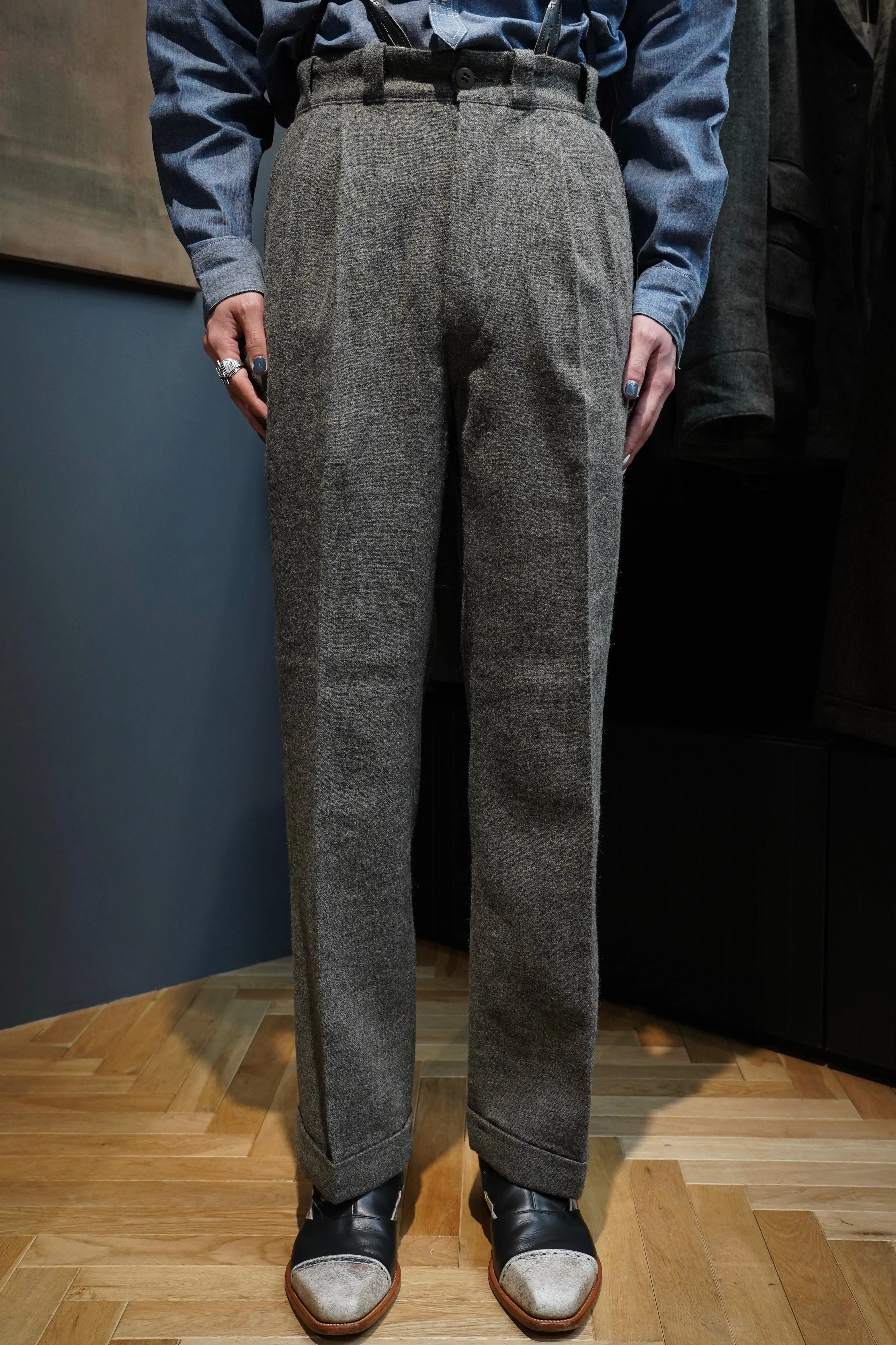 Taiga Takahashi WORK TROUSERS (MELANGE GRAY)