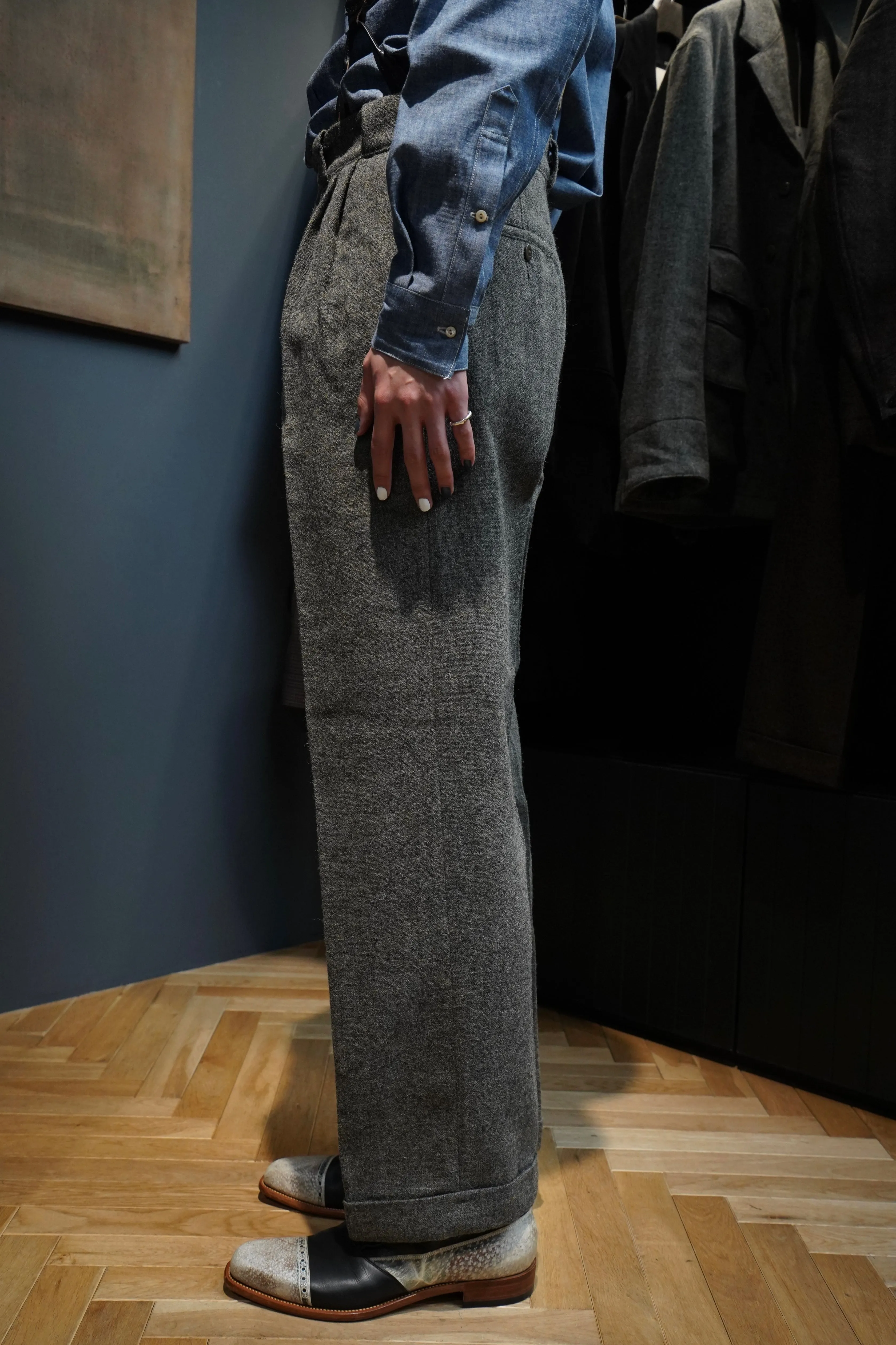 Taiga Takahashi WORK TROUSERS (MELANGE GRAY)