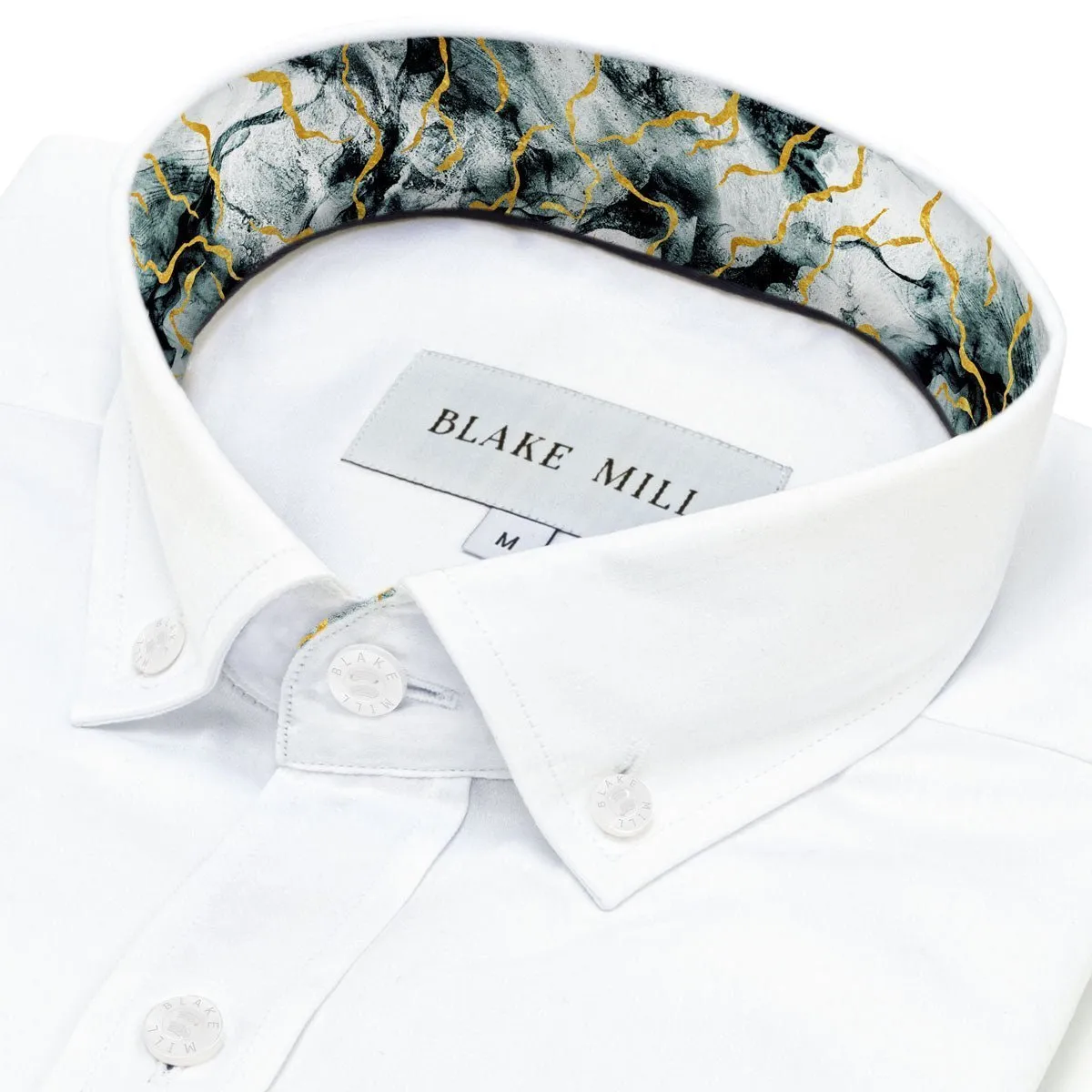 White with Thunderstorm Accents Button-Down Shirt